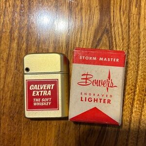 Vtg Bowers Storm Masters Lghtr Calvert Whsky Advertisement W/Box